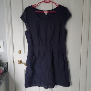 Navy Lace Eyelet Dress